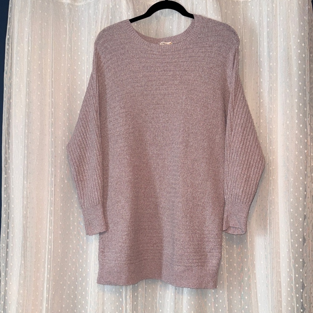 Pink Rose Cable Knit Women's Cozy Sweater in Blush size large